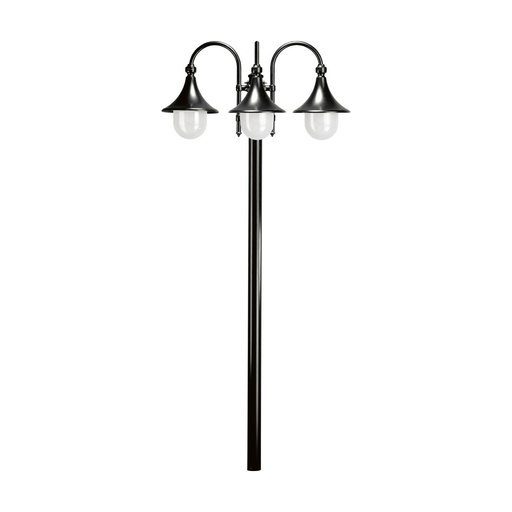 [W4L210689] Pôle classique 3 bras TROM IP44 E27 3x42W 2080mm Noir