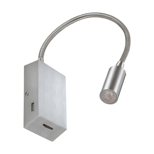 [W4L210924] Applique lecteur tilt LEIDEN USB LED SMD 3W 240lm CRI80 3000K 35º Niquel satinado