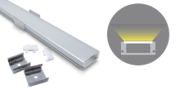 Profilé aluminium basic fin, 2000mm, diffuseur opale, pour ruban 10-1