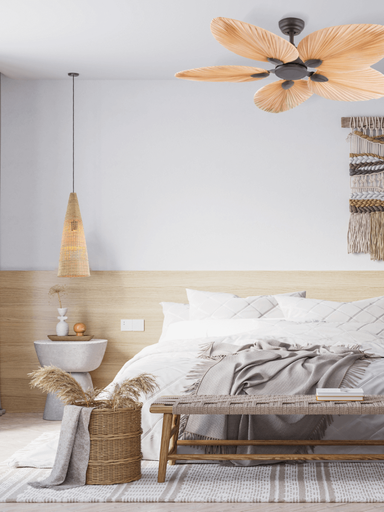 [W4L022527] PENDANT FAN COFFEE PALM LEAF WITHOUT LAMP