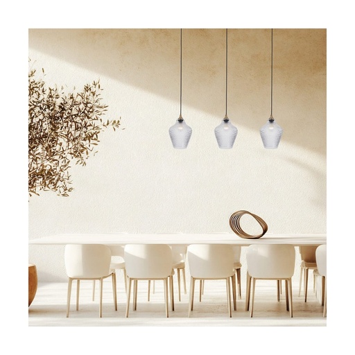 [W4L022567] PENDANT LIGHT 3XE27 MAX 40W CLEAR GLASS-BRASS