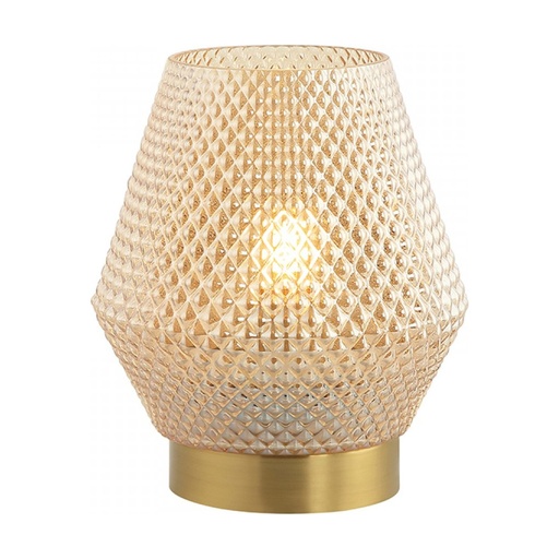 [W4L022869] TABLE LAMP E27 MAX 40W GLASS  COGNAC&BRASS ON/OFF SWITCH