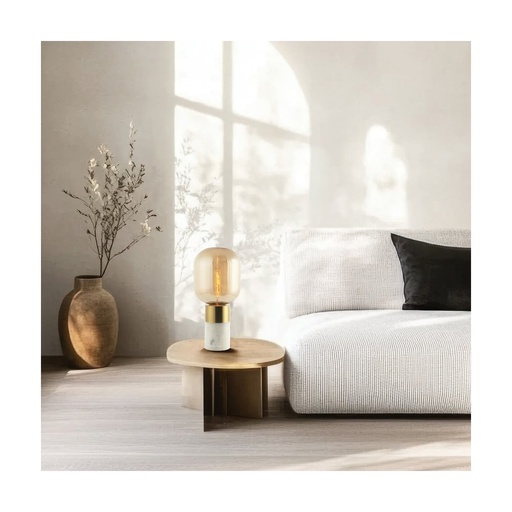 [W4L022871] TABLE LAMP E27 MAX 25W METAL GLASS MARBLE BRASS