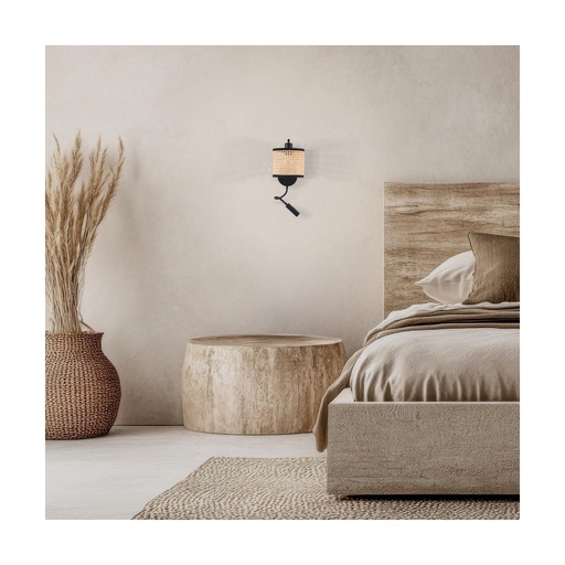 [W4L022974] WALL LIGHT LED 3W+E27 MAX 40W 3000K BUSH BLACK NATURAL