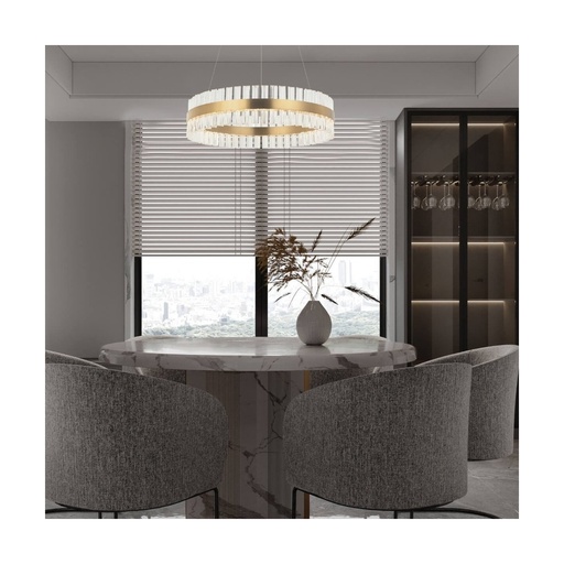 [W4L023008] PENDANT LED LIGHT 68W 3000K STAINLESS STEEL-GLASS   GOLD MATT