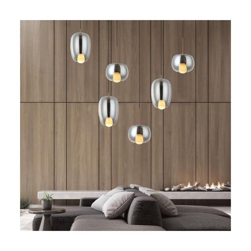 [W4L023025] PENDANT LIGHT G9 SMOKE GLASS - GOLD MAT