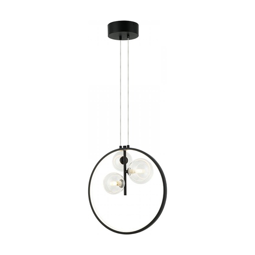 [W4L023031] PENDANT LED LIGHT 16W +3 XG9 METAL-GLASS BLACK