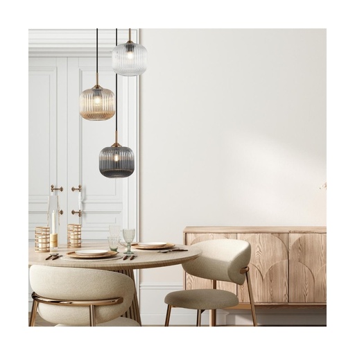 [W4L023040] PENDANT LAMP 3XE27 MAX 40W GLASS CLEAR-SMOKED-CHAMPAGNE