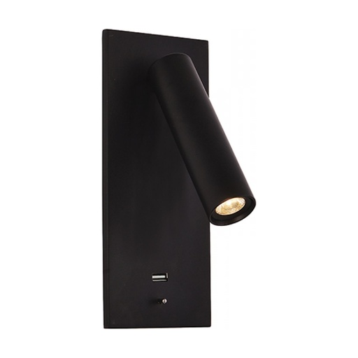 [W4L023416] SCONCE RECESSED LED 3W METAL BLACK USB