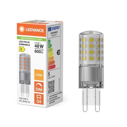 [W4L466784] LED PIN50 DIM 4.4W 827 CL G9 P   LEDV 