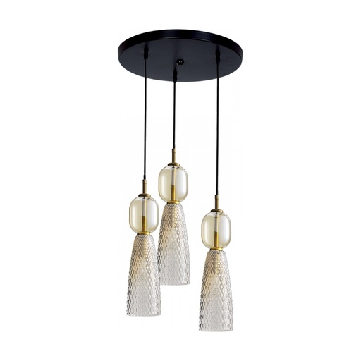 [W4L473797] PENDANT LIGHT 3XE14 MAX 40W GLASS ANTIQUE BRASS