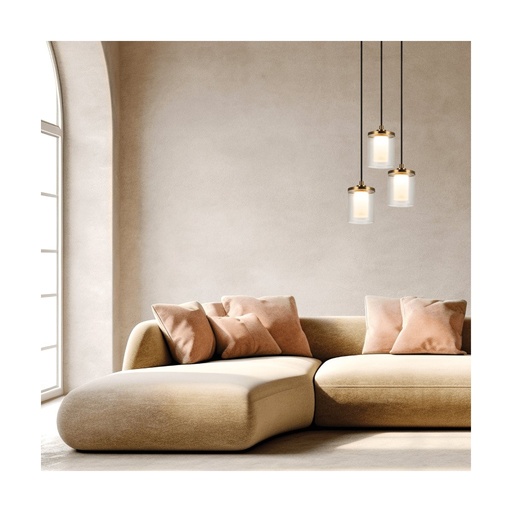 [W4L473808] PENDANT LED LIGHT 20W 3000K METAL-GLASS GOLD
