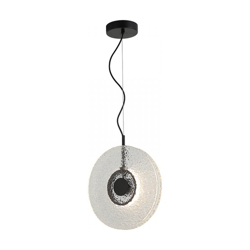 [W4L473857] PENDANT LED LIGHT 11W 3000K METAL-GLASS, BLACK-CLEAR GLASS