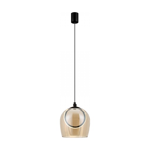 [W4L473861] PENDANT LED LIGHT 6W 3000K METAL-SILICON-GLASS,BLACK-CHAMPAGNE