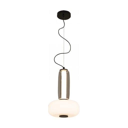 [W4L473865] PENDANT LED LIGHT 23W 3000K METAL-SMOKED & OPAL GLASS , BLACK