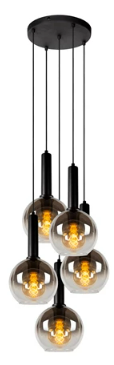 [W4L489274] MARIUS Suspension-Noir-Ø55-5xE27-40W-Verre