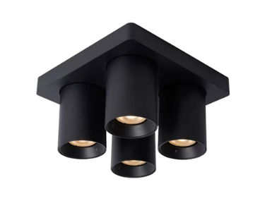 [W4L489281] NIGEL Spot plafond-Noir-LED Dimm.-4xGU10-5W