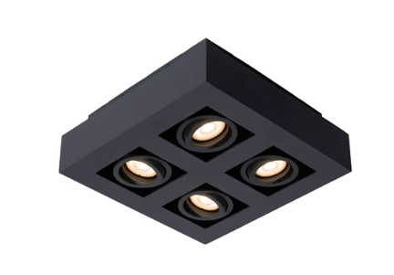 [W4L489456] Lucide XIRAX - Spot plafond - LED Dim to warm - GU10 - 4x5W 2200K/3000K - Noir