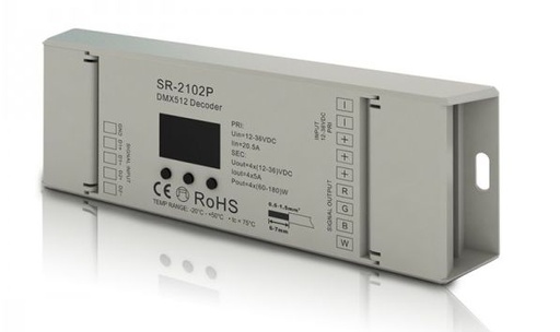 [W4L490065] SR-2102P Contrôleur DMX à PWM mono/CCT/RGB(W) 4x5A 