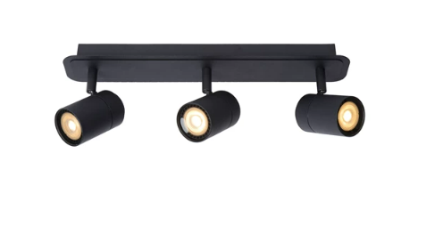 [W4L490091] LENNERT - Spot plafond Salle de bains - LED Dim. - GU10 - 3x5W 3000K - IP44 - Noir