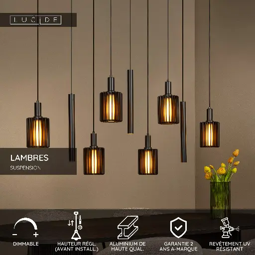 [W4L496159] LAMBRES Suspension-Noir-6xE27-40W-Alumin.