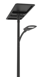 [SSLXPRO 9K 235 Wc]   Module solaire Monocristallin Technologie TOP CON : 235 Wc orientable à 360° incliné à 30 degrés /  Batterie LIFEPO4 : 922 Wh / Système intelligent de gestion D4I / Nœud Zhagha D4I de gestion à Distance / Decteur de présence Zhaga D4I en option fixation sous le luminaire / 1 luminaire   