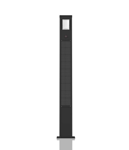 [W4L565160] [TOTEM_+3K 2700K]  Colone lumineuse en aluminium anodisé RAL 9017 / Simple feu / Hauteur de feu 2,7 m / restistance cyclonique / entraxe 300x300 / Module solaire Monocristallin Technologie TOP CON : 115 Wc /  Batterie LIFEPO4 : 346 Wh / Système intelligent de gestion D4I / Nœud Zhagha D4I de gestion à Distance / Decteur de présence Zhaga D4I en option fixation sous le luminaire 