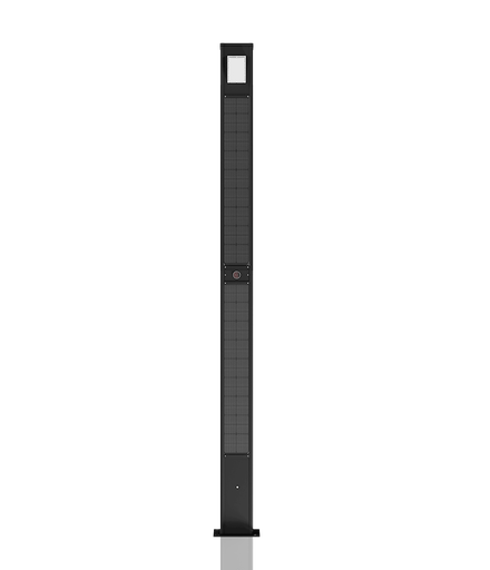 [W4L565161] [TOTEM_+6K 2700K]  Colone lumineuse en aluminium anodisé RAL 9017 / Simple feu / Hauteur de feu 3,7 m / restistance cyclonique / entraxe 300x300 / Module solaire Monocristallin Technologie TOP CON : 195 Wc /  Batterie LIFEPO4 : 730 Wh / Système intelligent de gestion D4I / Nœud Zhagha D4I de gestion à Distance / Decteur de présence Zhaga D4I en option fixation sous le luminaire 