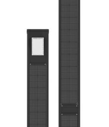 [TOTEM_+9K 2700K]  Colone lumineuse en aluminium anodisé RAL 9017 / Simple feu / Hauteur de feu 6 m / restistance cyclonique / entraxe 300x300 / Module solaire Monocristallin Technologie TOP CON : 330 Wc /  Batterie LIFEPO4 : 1062 Wh / Système intelligent de gestion D4I / Nœud Zhagha D4I de gestion à Distance / Decteur de présence Zhaga D4I en option fixation sous le luminaire 