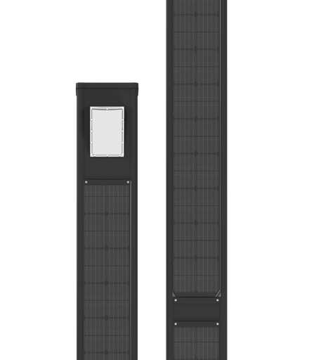 [W4L565162] [TOTEM_+9K 2700K]  Colone lumineuse en aluminium anodisé RAL 9017 / Simple feu / Hauteur de feu 6 m / restistance cyclonique / entraxe 300x300 / Module solaire Monocristallin Technologie TOP CON : 330 Wc /  Batterie LIFEPO4 : 1062 Wh / Système intelligent de gestion D4I / Nœud Zhagha D4I de gestion à Distance / Decteur de présence Zhaga D4I en option fixation sous le luminaire 