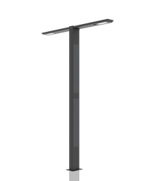 [TOTEM_DUAL+3K 2700K]  Colone lumineuse en aluminium anodisé RAL 9017 / Double feu / Hauteur de feu 3,7 m / restistance cyclonique / entraxe 300x300 / Module solaire Monocristallin Technologie TOP CON : 195 Wc /  Batterie LIFEPO4 : 730 Wh / Système intelligent de gestion D4I / Nœud Zhagha D4I de gestion à Distance / Decteur de présence Zhaga D4I en option fixation sous le luminaire 