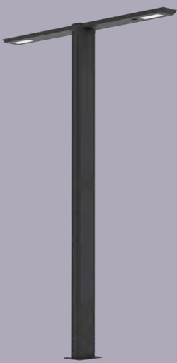 [W4L565163] [TOTEM_DUAL+3K 2700K]  Colone lumineuse en aluminium anodisé RAL 9017 / Double feu / Hauteur de feu 3,7 m / restistance cyclonique / entraxe 300x300 / Module solaire Monocristallin Technologie TOP CON : 195 Wc /  Batterie LIFEPO4 : 730 Wh / Système intelligent de gestion D4I / Nœud Zhagha D4I de gestion à Distance / Decteur de présence Zhaga D4I en option fixation sous le luminaire 