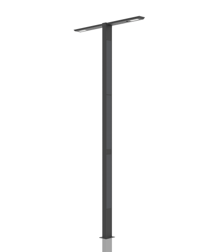 [W4L565164] [TOTEM_DUAL+6K 2700K]  Colone lumineuse en aluminium anodisé RAL 9017 / Double feu / Hauteur de feu 6 m / restistance cyclonique / entraxe 300x300 / Module solaire Monocristallin Technologie TOP CON : 330 Wc /  Batterie LIFEPO4 : 1062 Wh / Système intelligent de gestion D4I / Nœud Zhagha D4I de gestion à Distance / Decteur de présence Zhaga D4I en option fixation sous le luminaire 
