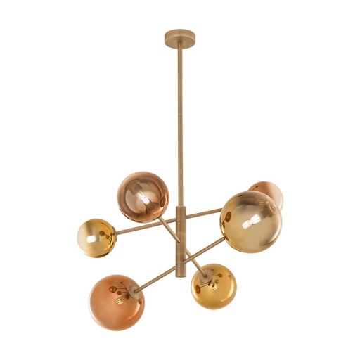 [W4L046297] ROY SU 6X10W G9 MATT BRASS/GOLD+COFFEE IP20 (4....