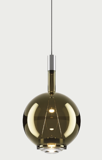 [W4L628843] SKY-FALL ROUND MEDIUM SUSPENSION Chrome / Golden Sage 3000K 220-240V