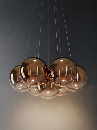 [W4L629886] RANDOM CLOUD 7 LIGHTS Ø28 White / Glossy Bronze 2700K 220-240V