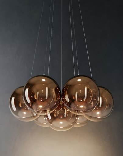 [W4L629887] RANDOM CLOUD 7 LIGHTS Ø28 White / Glossy Bronze 3000K 220-240V