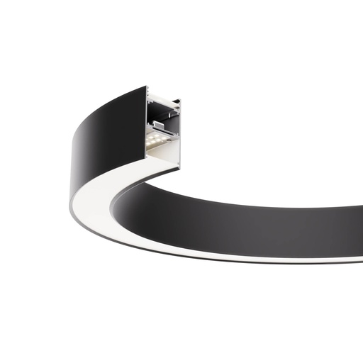 [W4L060980] XFREE M CURVED 2400mm 45dgr SUSP. LIGHT FITTING D/I 57/19W 220-240V AC 3000K CRI.90 IP40 100dgr 1885mm SBK (4.1.2)