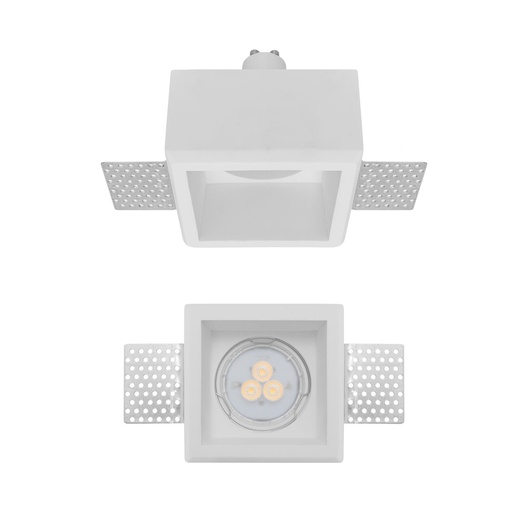 [W4L062204] XGESS MINI TRIM. REC. SQ. SPOT GU10/PAR16 1x50W max. 230V AC 80x80 mm SQ. IP20 GP WH (5.1.1)
