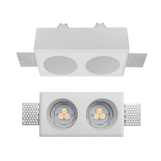 [W4L062205] XGESS MINI TRIM. REC. SQ. SPOT GU10/PAR16 2x50W max. 230V AC 80x80 mm RND. IP20 GP WH (5.1.1)