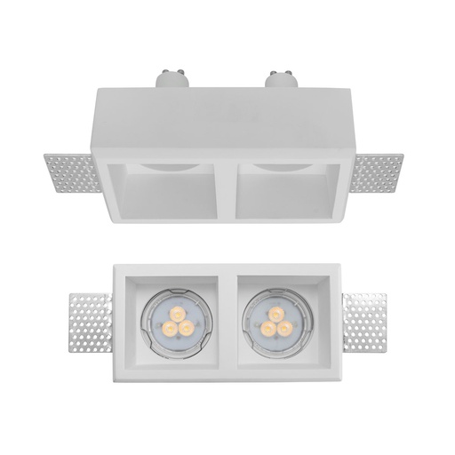 [W4L062206] XGESS MINI TRIM. REC. SQ. SPOT GU10/PAR16 2x50W max. 230V AC 80x80 mm SQ. IP20 GP WH (5.1.1)