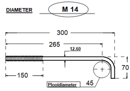 Kit d'ancrage L M14*300*70/150 - électro-zingué