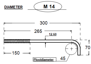 [W4L064849] Kit d'ancrage L M14*300*70/150 - électro-zingué