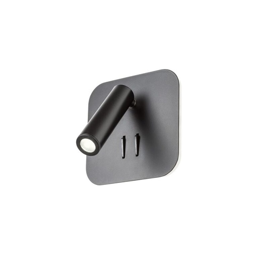[W4L067708] QUDA AP SQ LED 1x6W+1x3W 3000K BLACK (5.6)