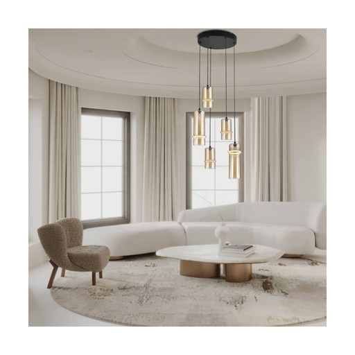 [W4L852975] PENDANT LED LIGHT 20W 3000KS SANDY BLACK - CHAMPAGNE GLASS 
