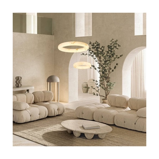 [W4L852985] ROUND PENDANT LED LIGHT 45W 3000K TRIAC ALABASTER - BRASS