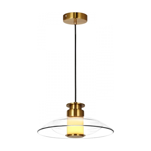 [W4L853083] PENDANT LED LIGHT 10W 3000K BRUSHED BRASS - CLEAR GLASS