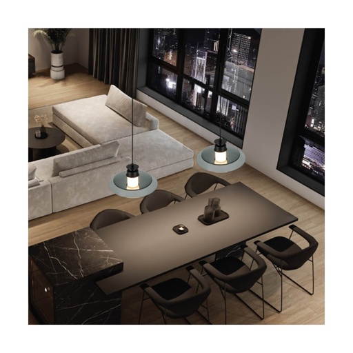 [W4L853084] PENDANT LED LIGHT 10W 3000K SANDY BLACK - SMOKED GLASS