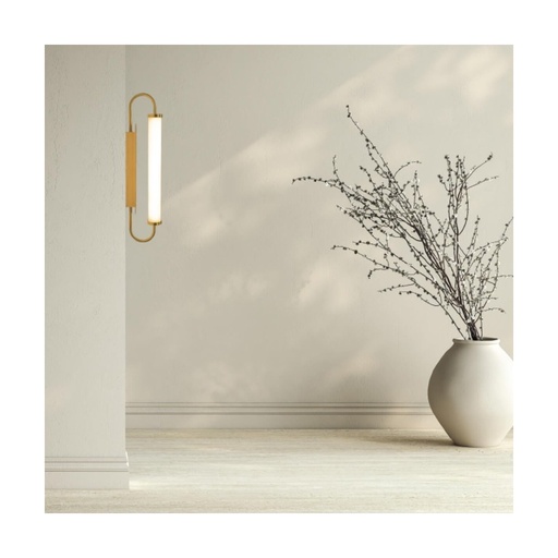 [W4L853094] WALL LED LIGHT 10W TRIAC BRUSHED BRASS - OPAL GLASS