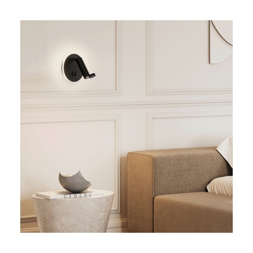 [W4L853228] WALL LED READING LIGHT  3W + 6W BACK LIGHT BLACK ALUMINIUM - ACRYLIC 